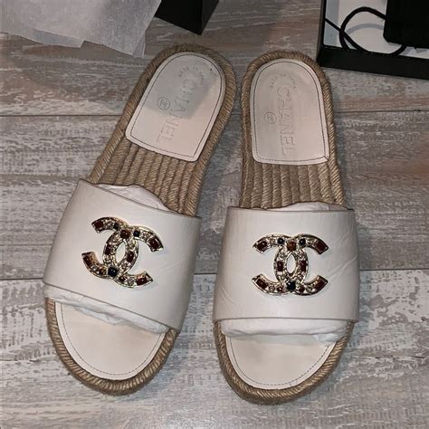 chanel espadrilles slides|authentic chanel espadrilles.